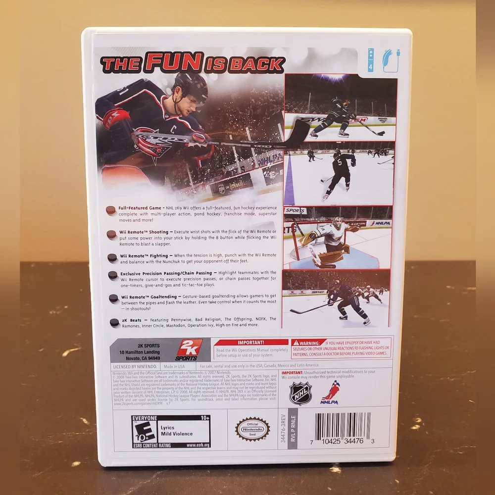 2K Sports NHL 2K9 Wii Game Complete with Manual.
